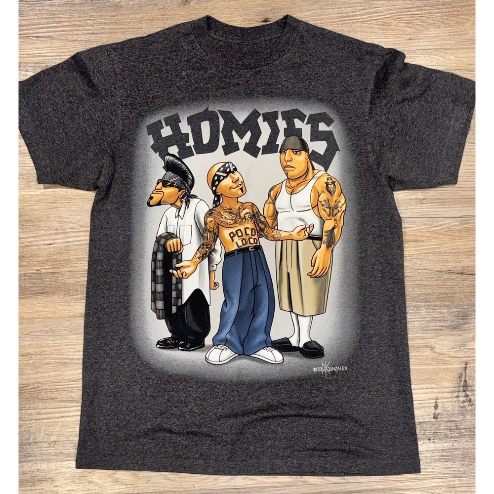 Official DGA David Gonzales Homies Chicano Graphic Gray Heavyweight Tee Men Lrg